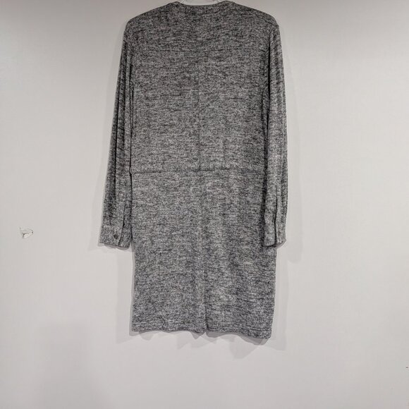Lou & Grey Drawstring Long Sleeve Dress Space Dye Heather Grey Size Small - Picture 4 of 4